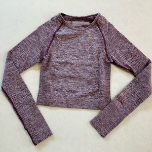Victoria Secret PINK Seamless Long Sleeve Crop Top - Plum Marl